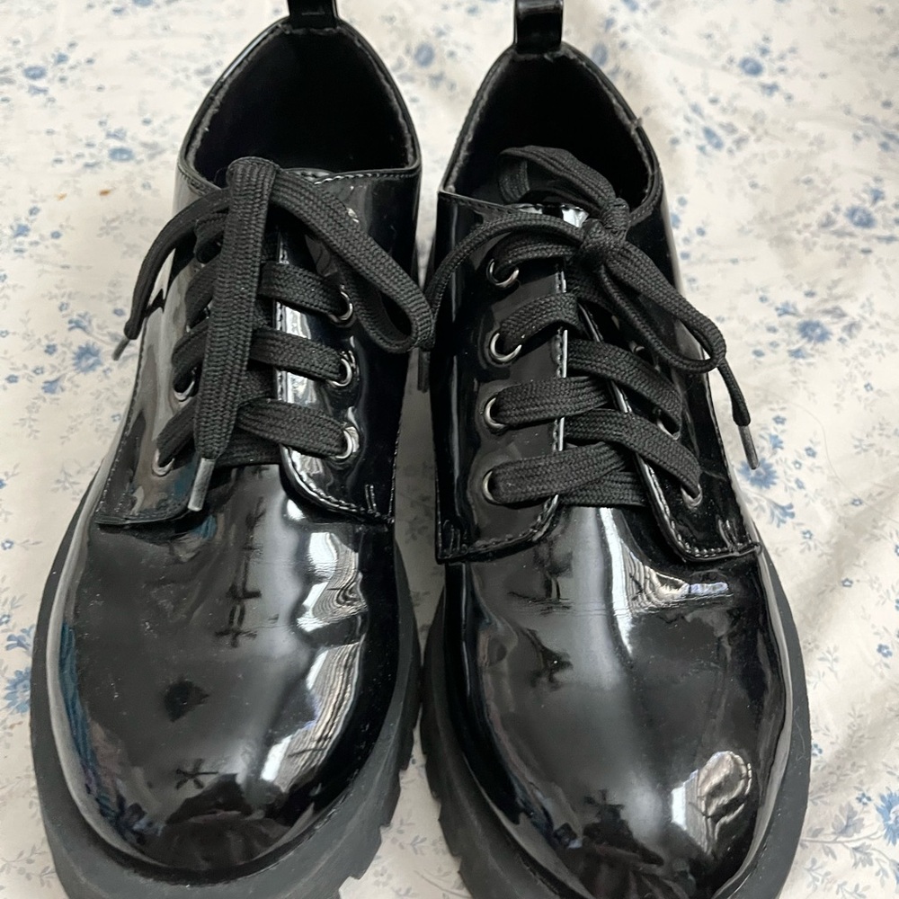 BAMBOO Black Patent Leather Loafers